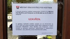 Budovy radnice v Bystici pod Hostýnem jsou kvli výskytu koronavirové nákazy...