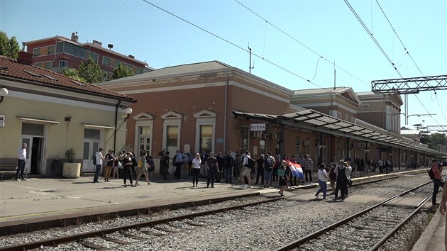 Do chorvatsk Rijeky dorazil prvn vlakov spoj spolenosti RegioJet z Prahy pln eskch a slovenskch turist. (1. ervence 2020)