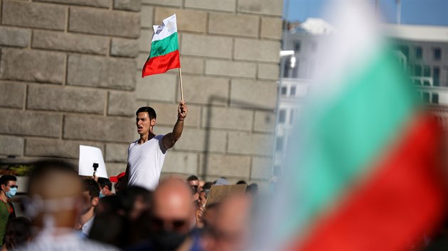 Bulhai protestuj proti vld premira Bojka Borisovova. (11. ervence 2020)
