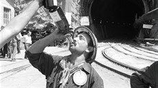 Oslavy po dokonení raby Montblanského tunelu v srpnu 1962