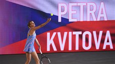 Petra Kvitová během exhibice na berlínském letišti Petra Kvitová během exhibice na berlínském letišti