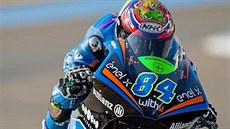 Jakub Kornfeil na svém velkém motocyklu v rámci šampionátu MotoE. Jakub Kornfeil na svém velkém motocyklu v rámci šampionátu MotoE.