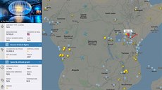 Poloha balon Loon podle Flight Radaru kolem Keni
