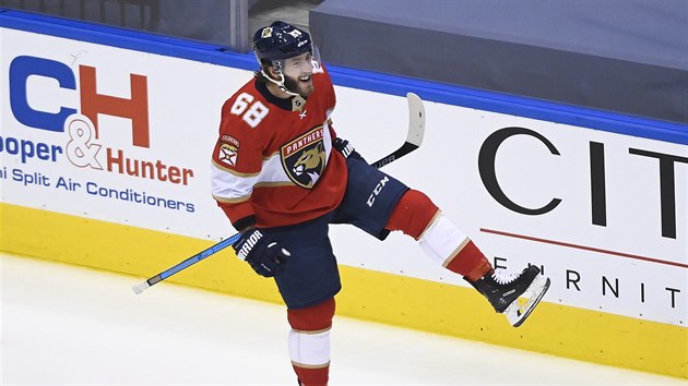 Gól oslavuje Mike Hoffman z Floridy. Gól oslavuje Mike Hoffman z Floridy.