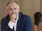 Volební manaer SSD Michal Haek se 17. srpna 2020 v Praze zúastnil tiskové...