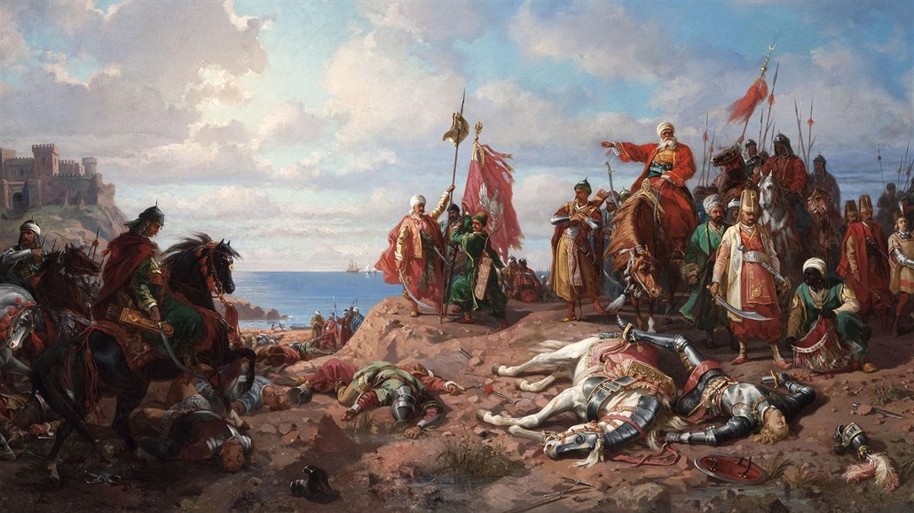 Smrt krále Vladislava III. v bitv u Varny (1444) na plátn malíe Stanislawa...