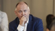 Volební manaer SSD Michal Haek se 17. srpna 2020 v Praze zúastnil tiskové...