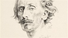 Portrét malíe Josefa Mánese na nedatované litografii Maxe vabinského