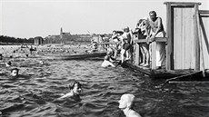 Koupání v pražských Žlutých lázních v roce 1949 Koupání v pražských Žlutých lázních v roce 1949