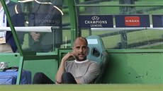 Pep Guardiola, trenér Manchesteru City, během čtvrtfinále Ligy mistrů proti... Pep Guardiola, trenér Manchesteru City, během čtvrtfinále Ligy mistrů proti...