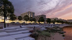 Urbanisté z P.P. Architects břehy řeky rozšířili a vytvořili kolem ní náplavku... Urbanisté z P.P. Architects břehy řeky rozšířili a vytvořili kolem ní náplavku...