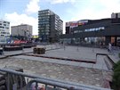 Nová pokládka dlažby na Budějovické. Nová pokládka dlažby na Budějovické.