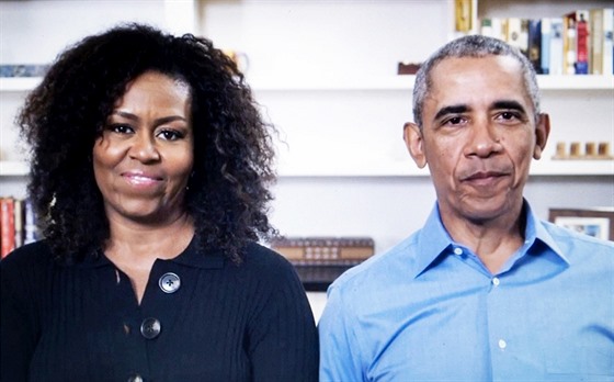 Michelle Obamová a její manel Barack Obama (15. kvtna 2020)