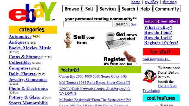 Internetov aukn s eBay v roce 1999