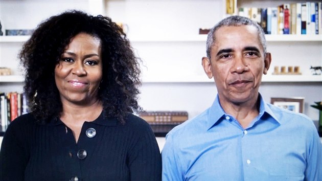 Michelle Obamov a jej manel Barack Obama (15. kvtna 2020)