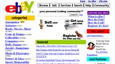 Internetová aukní sí eBay v roce 1999
