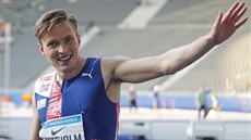 Karsten Warholm se raduje z vítězství závodu na 400 metrů překážek na... Karsten Warholm se raduje z vítězství závodu na 400 metrů překážek na...