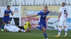 Lukáš Červ slaví gól Jihlavy v utkání proti Líšni. Lukáš Červ slaví gól Jihlavy v utkání proti Líšni.