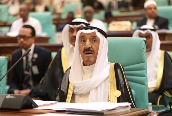 Kuvajtský vládce ajch Sabah Ahmad Dábir Sabah (31. kvtna 2019)