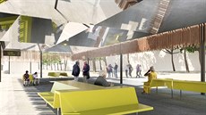 Vítězný ateliér ellement architects navrhl velkorysé zastřešení zastávky MHD u... Vítězný ateliér ellement architects navrhl velkorysé zastřešení zastávky MHD u...