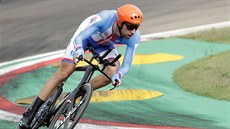 Josef Černý během časovky na mistrovství světa v Imole. Josef Černý během časovky na mistrovství světa v Imole.