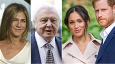 Jennifer Anistonová, David Attenborough, vévodkyně Meghan a princ Harry Jennifer Anistonová, David Attenborough, vévodkyně Meghan a princ Harry