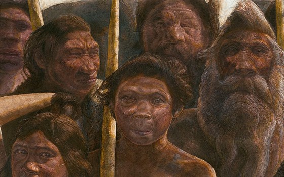 Obyvatelé panlské "Jámy kostí" z doby ped 400 tisíci lety podle pedstavy ilustrátora