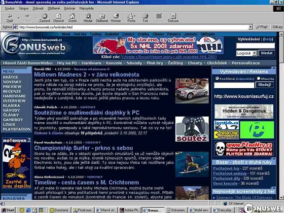 Podoba Bonuswebu v roce 2000