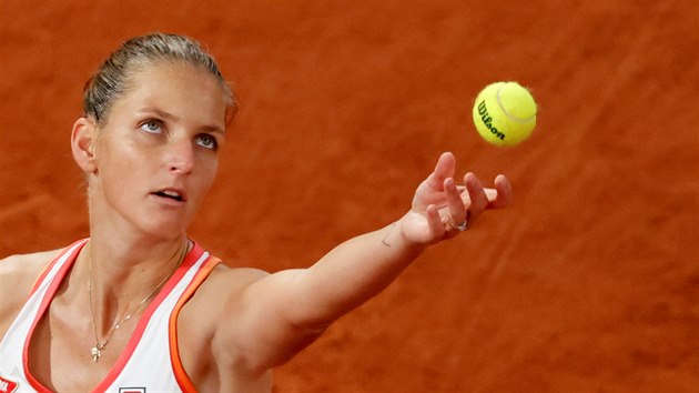 Karolna Plkov bhem 2. kola Roland Garros.