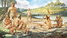 Druh Homo heidelbergensis uml vyuvat ohn, budovat psteky. Nakonec...