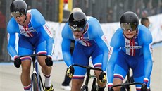 Nováček v týmovém sprintu reprezentačních dráhařů Matěj Bohuslávek (vpravo) se... Nováček v týmovém sprintu reprezentačních dráhařů Matěj Bohuslávek (vpravo) se...
