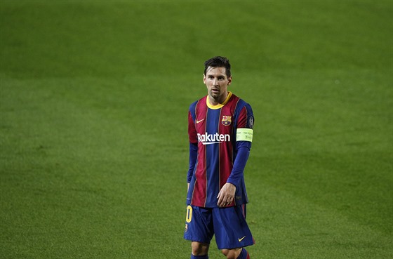 Barcelonský kapitán Lionel Messi bhem zápasu Ligy mistr s Ferencvárosem.