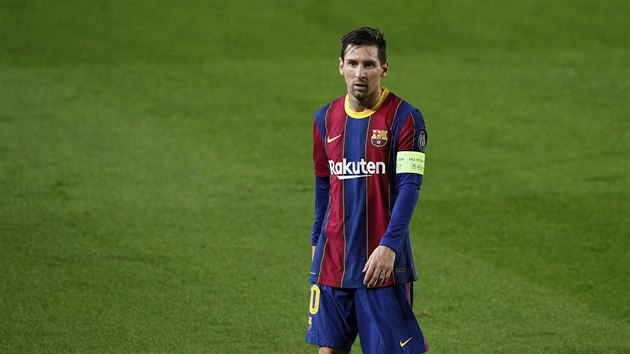 Barcelonsk kapitn Lionel Messi bhem zpasu Ligy mistr s Ferencvrosem.