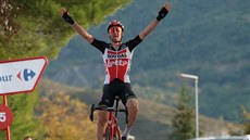 RADOST. Tim Wellens z Lotta se raduje z vítězství v 5. etapě španělské Vuelty. RADOST. Tim Wellens z Lotta se raduje z vítězství v 5. etapě španělské Vuelty.