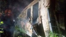 V odstaveném vagonu v Brně zemřeli po požáru čtyři lidé. (31. 10. 2020) V odstaveném vagonu v Brně zemřeli po požáru čtyři lidé. (31. 10. 2020)