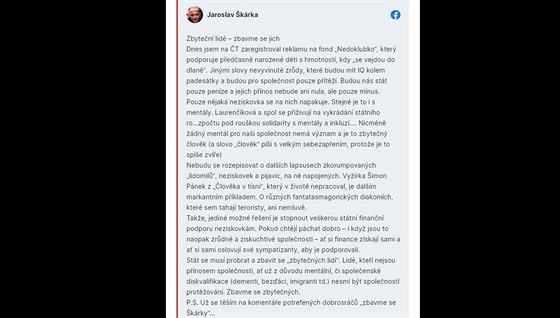 Bval poslanec Jaroslav krka pobouil svm pspvkem na Facebooku (1....