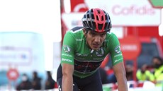 Richard Carapaz v cíli předposlední etapy Vuelty. Richard Carapaz v cíli předposlední etapy Vuelty.