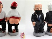 Klasický caganer (vlevo) a Joe Biden s rouškou