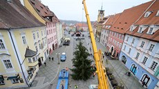 Stavění vánočního stromu na náměstí Krále Jiřího v Chebu. (11. listopadu 2020) Stavění vánočního stromu na náměstí Krále Jiřího v Chebu. (11. listopadu 2020)