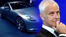 Někdejší šéf koncernu Volkswagen Matthias Müller. Za ním je koncept luxusního... Někdejší šéf koncernu Volkswagen Matthias Müller. Za ním je koncept luxusního...