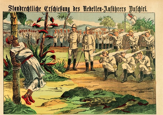 Zobrazení popravy vdce arabského povstání Buschiria (15. prosince 1889) ped...