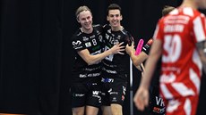 Jakub Bína (číslo 12) oslavuje svou trefu ve švédské superlize proti Pixbu... Jakub Bína (číslo 12) oslavuje svou trefu ve švédské superlize proti Pixbu...