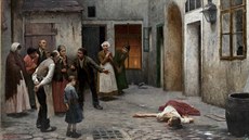Jakub Schikaneder: Vrada v dom (1890), rozmr 203 x 321 cm, olej na plátn.
