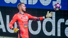 Českobudějovický brankář Vojtěch Vorel v akci Českobudějovický brankář Vojtěch Vorel v akci