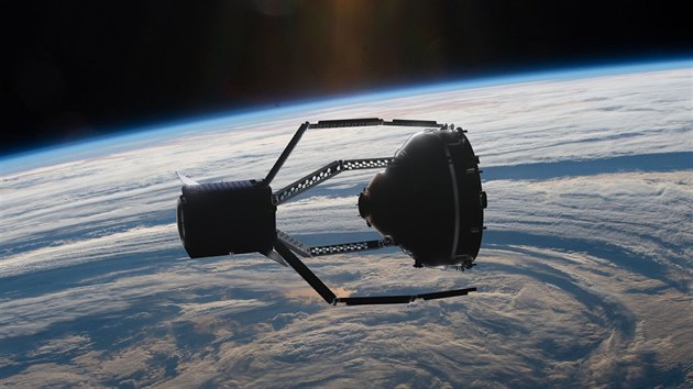 Vizualizace zachycení adaptéru VESPA na oběžné dráze během mise ClearSpace-1
