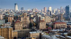 Moderní čtvrť ukrajinské metropole Kyjeva Moderní čtvrť ukrajinské metropole Kyjeva