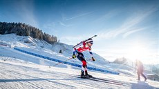 Tomáš Krupčík na trati sprintu v rakouském Hochfilzenu. Tomáš Krupčík na trati sprintu v rakouském Hochfilzenu.