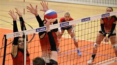 Volejbalistky Frýdku-Místku Tereza Grygarová a Agnieszka Mitregaová (zleva)... Volejbalistky Frýdku-Místku Tereza Grygarová a Agnieszka Mitregaová (zleva)...