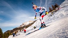 Markéta Davidová na trati hromadného závodu v Hochfilzenu Markéta Davidová na trati hromadného závodu v Hochfilzenu