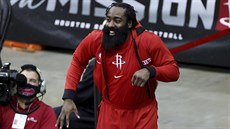 James Harden z Houstonu oslavuje. James Harden z Houstonu oslavuje.